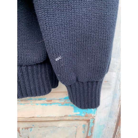 Vintage LL Bean Knit Sweater with Flannel Lining ** Blue Full Zip - Picture 3 of 9